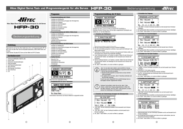 HiTEC Hfp 30 Servoprogrammiergeraet Owner's manual | Manualzz