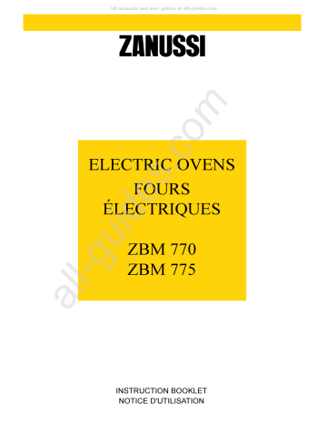 Zanussi        ZBM770, ZBM775 Instruction Booklet | Manualzz