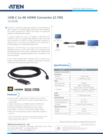 Aten UC3238 USB Converter Datasheet | Manualzz
