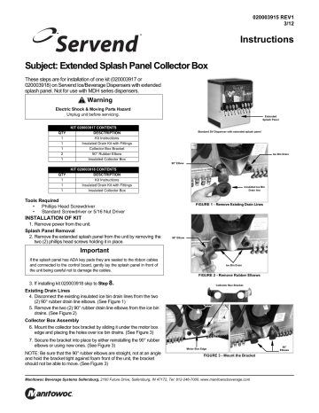 Multiplex Ice Bin Drain Collector Box Installation Guide | Manualzz