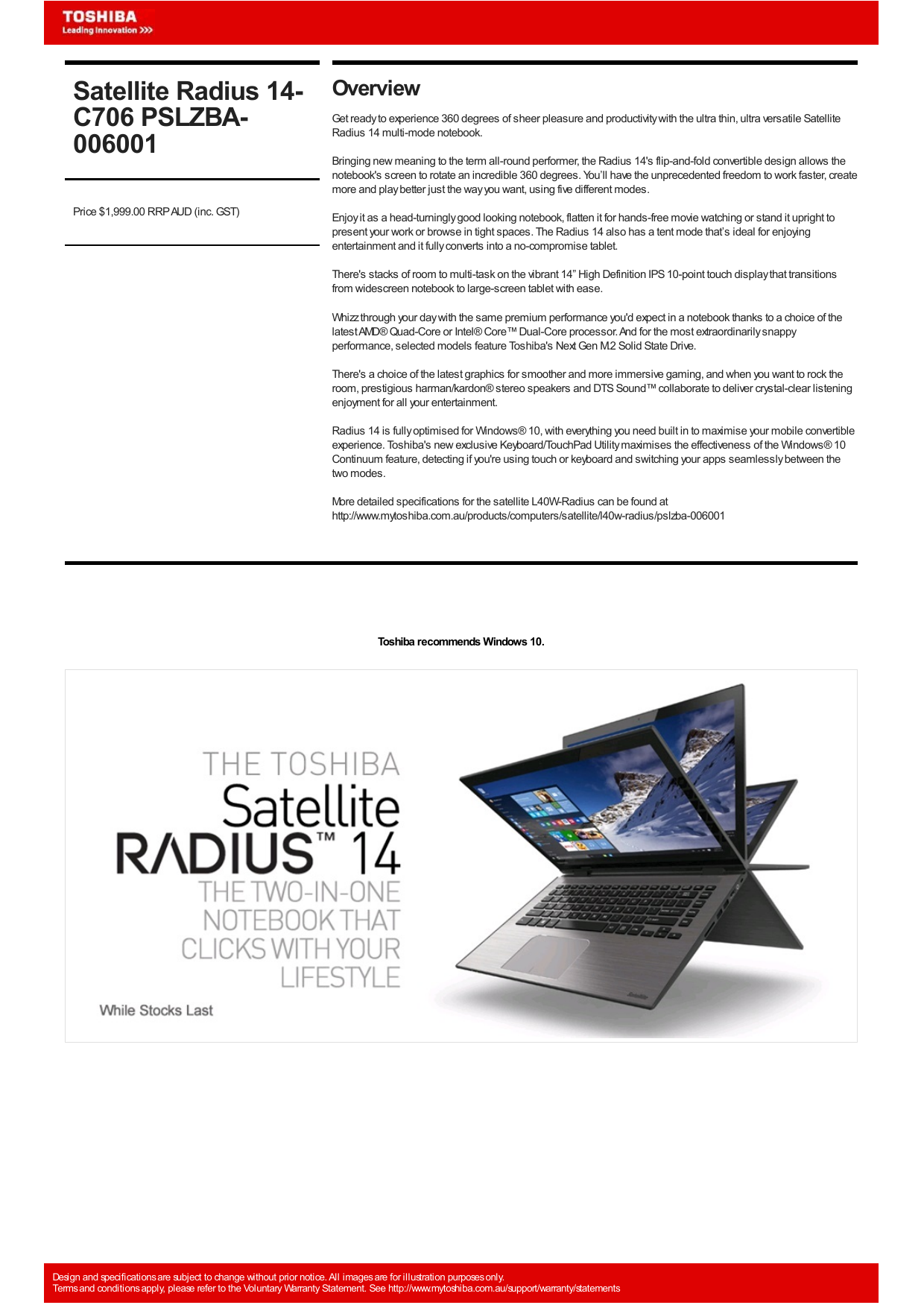 Toshiba Radius 14 Pslzba 006001 Laptop Specification Manualzz