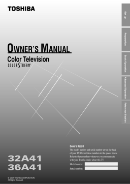 Toshiba 36A41 Television Owner`s manual