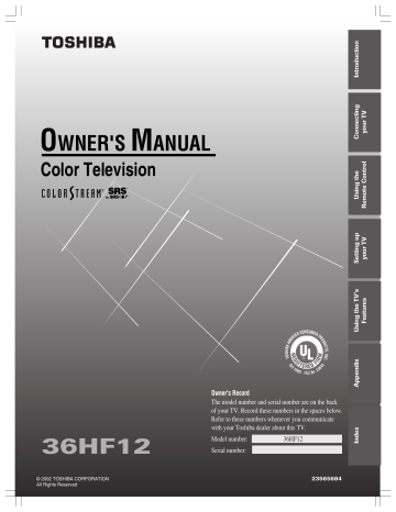 Toshiba 36HF12 Television Owner's Manual | Manualzz