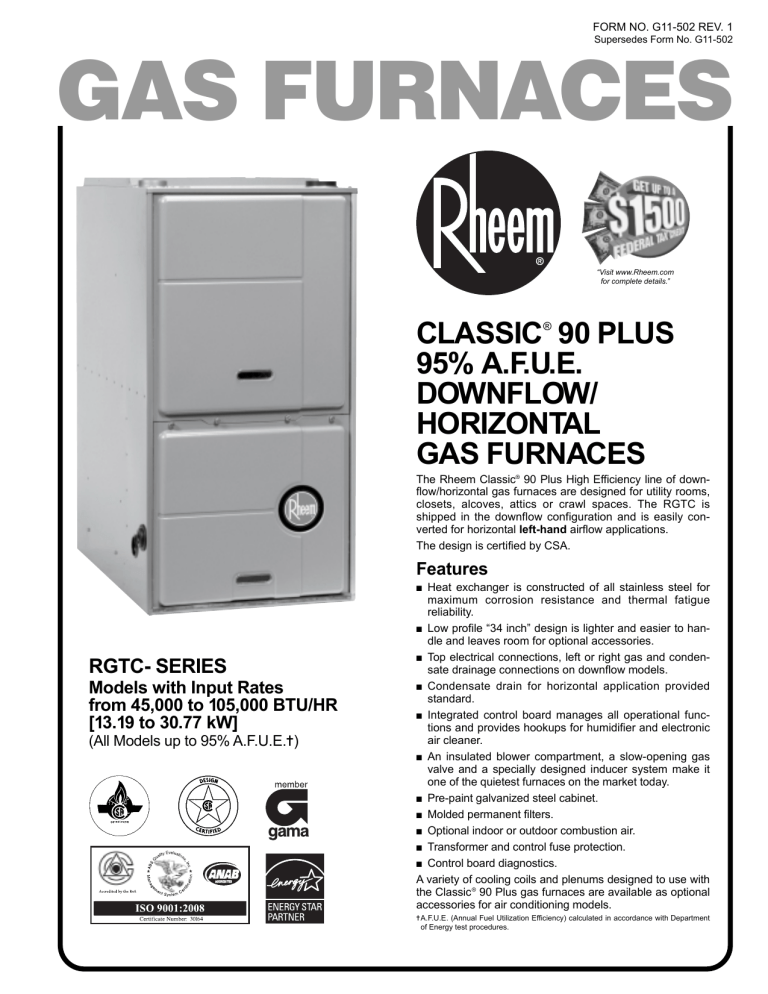 Rheem Classic 90 Plus Manual