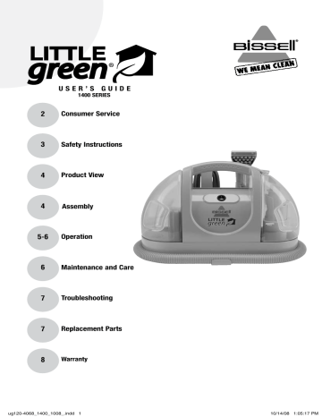Bissell 1400-7, Little Green 1400 Series User Manual | Manualzz
