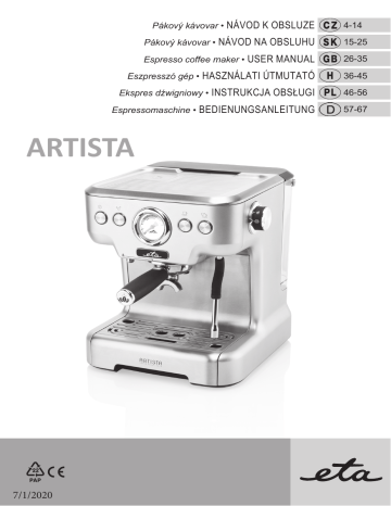eta Artista 4181 90000 Espresso Bedienungsanleitung | Manualzz
