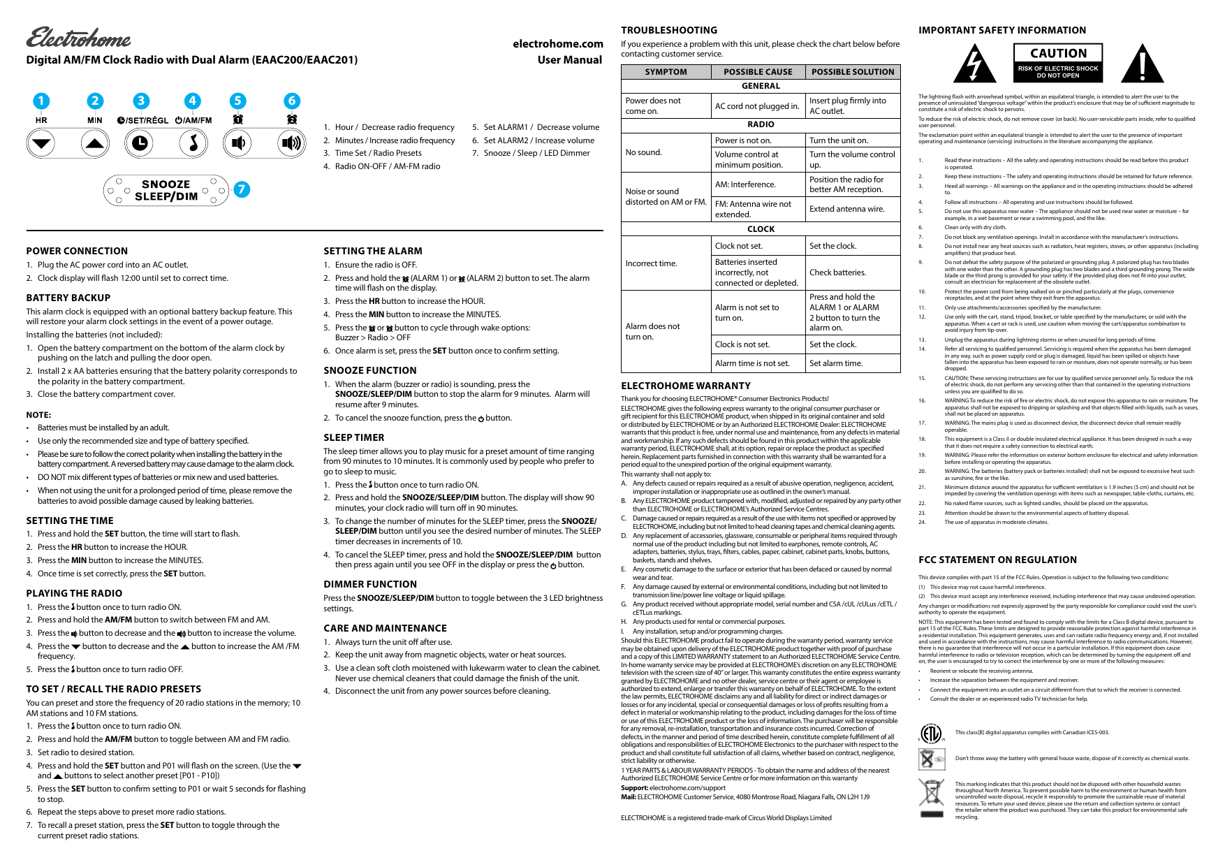 Magnasonic Projection Alarm Clock Manual