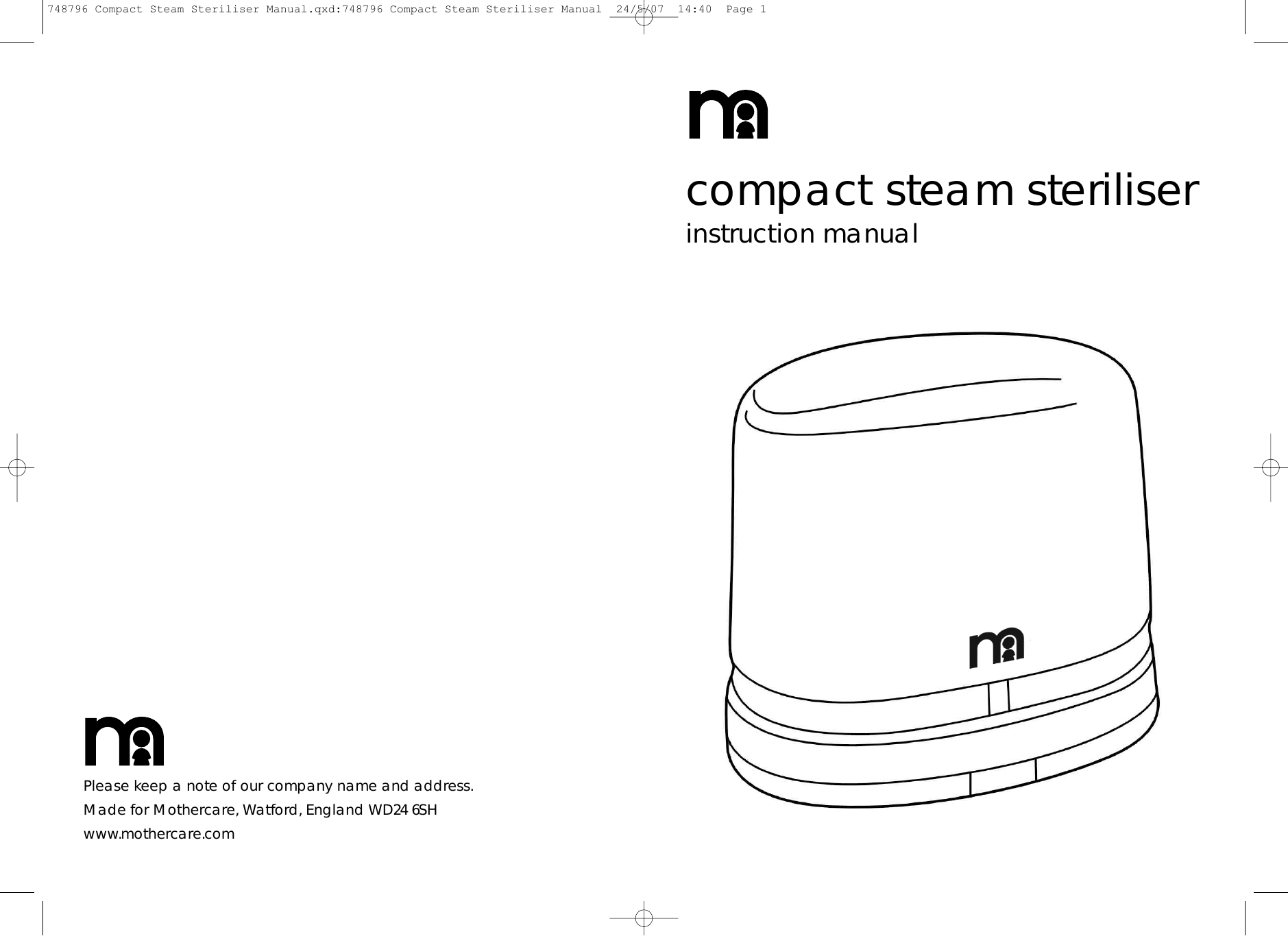 mothercare steam steriliser