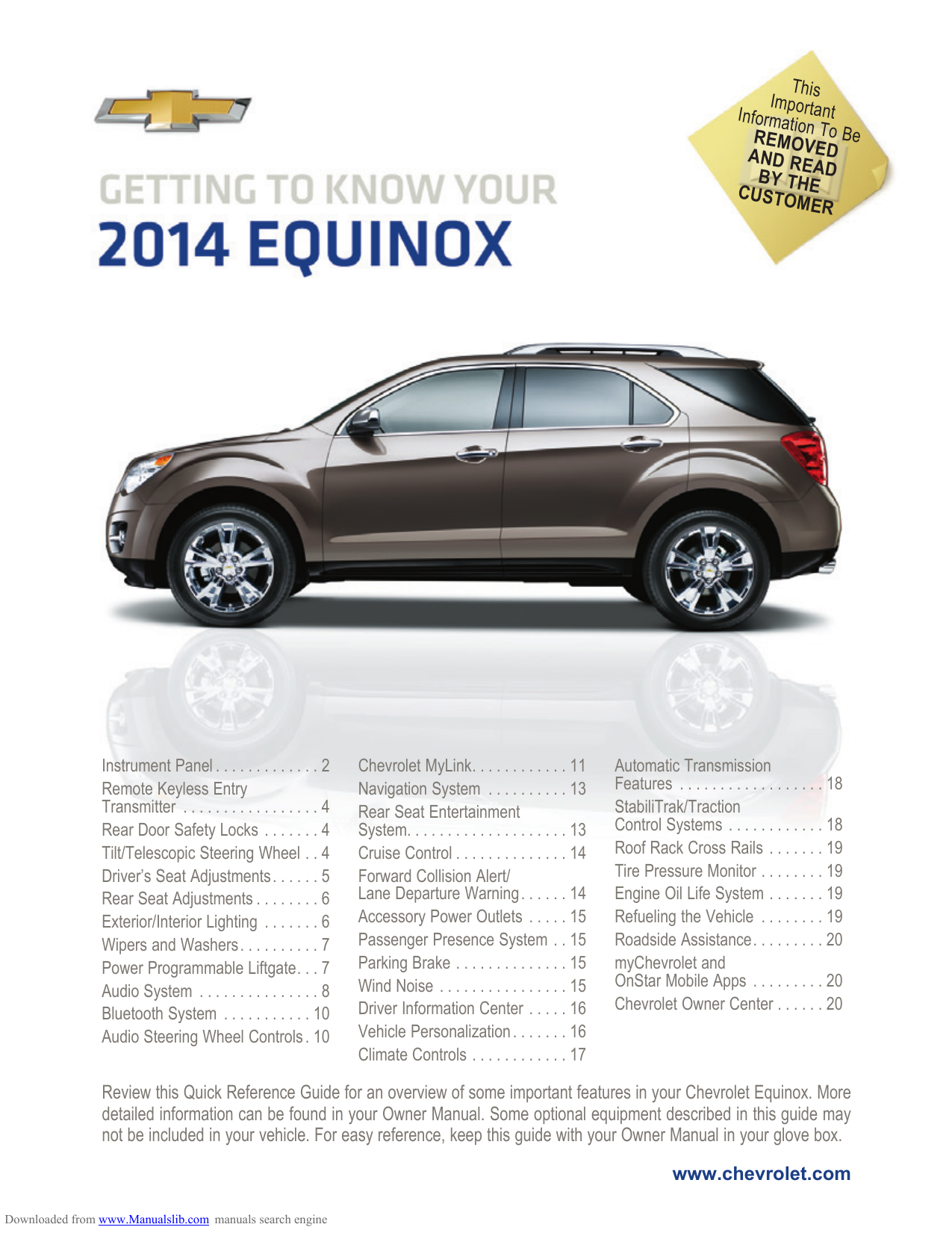 Chevrolet 2014 Equinox Owner Manual Manualzz