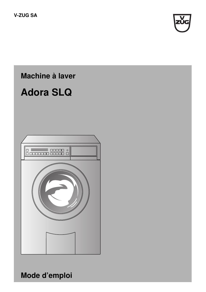 VZUG 267 Washing machine Adora SLQ Export Mode d'emploi Manualzz