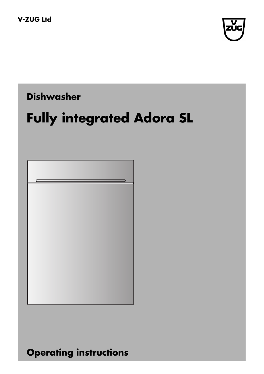 VZUG 197 Dishwasher Adora SL fully integrated Export Operating