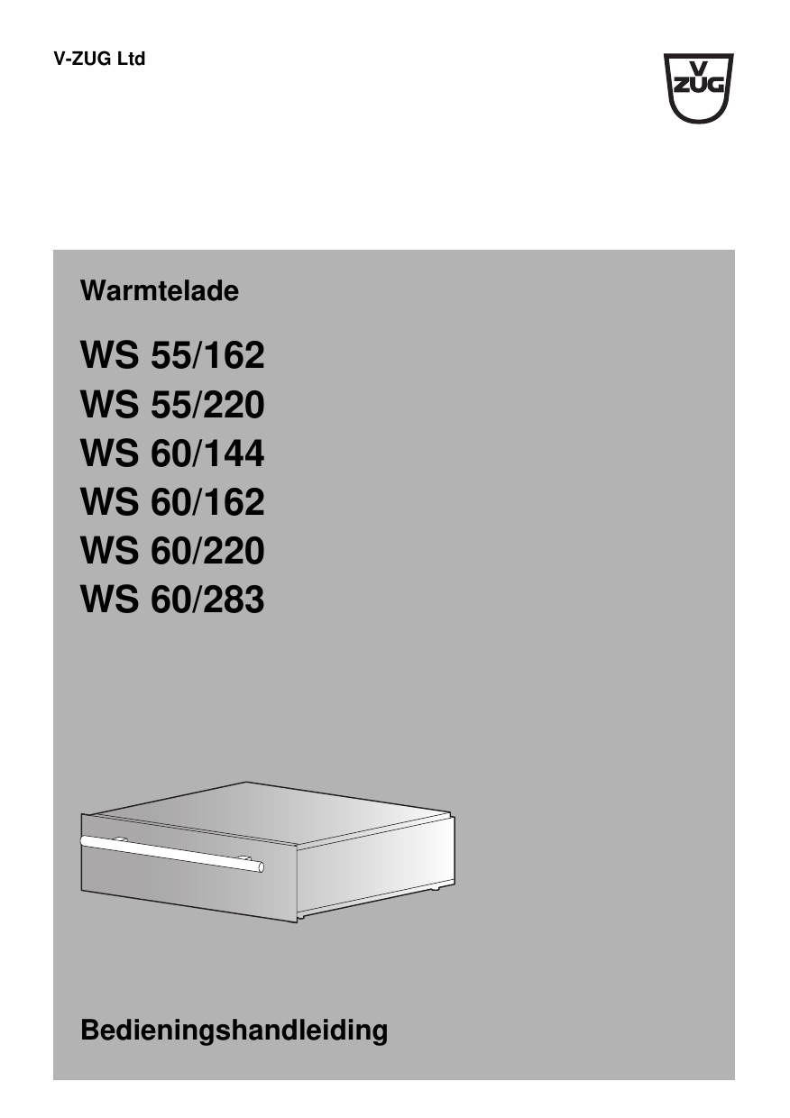 VZUG 951 Warming drawer WS 60 Export Handleiding Manualzz