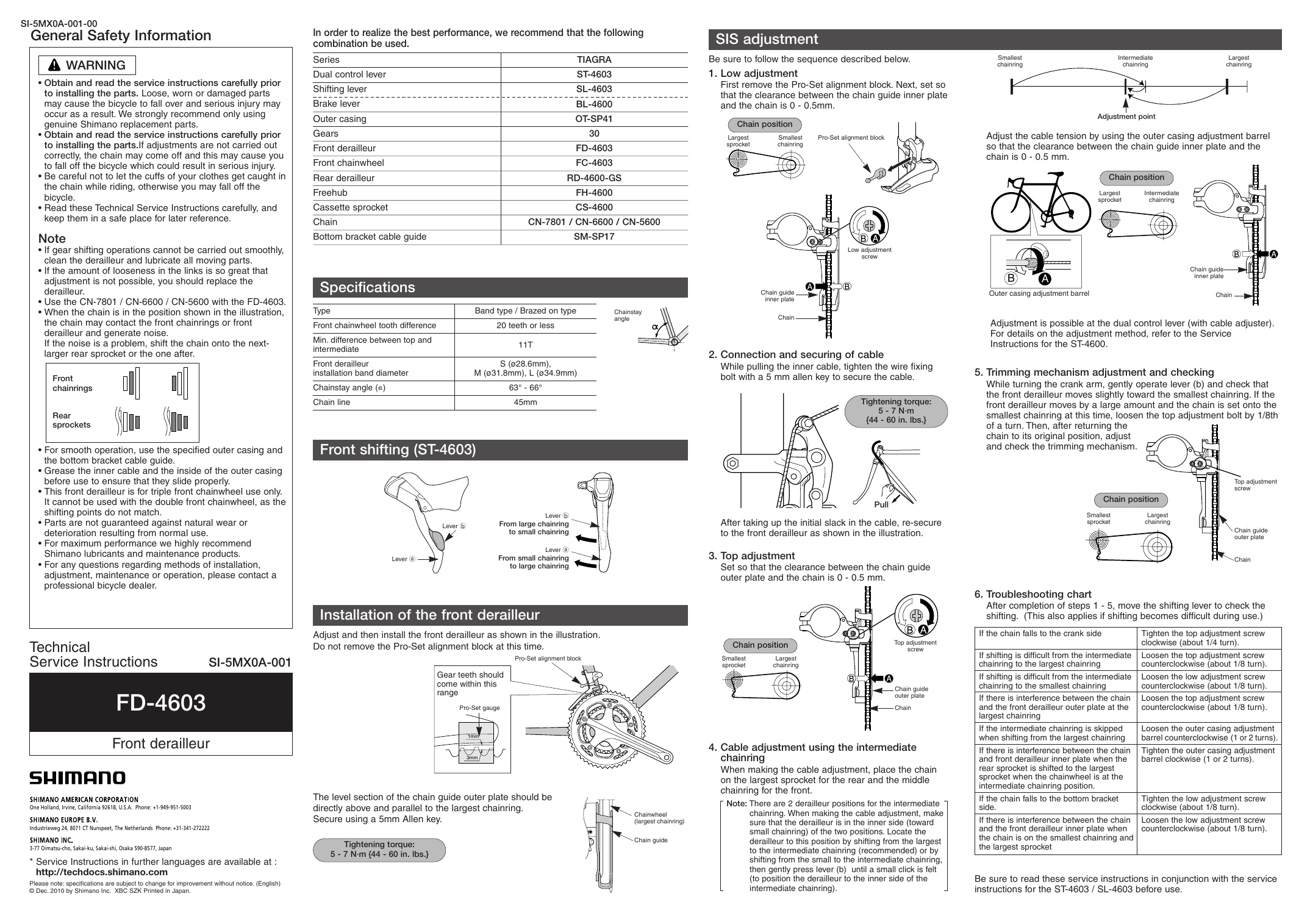 shimano tiagra front derailleur adjustment