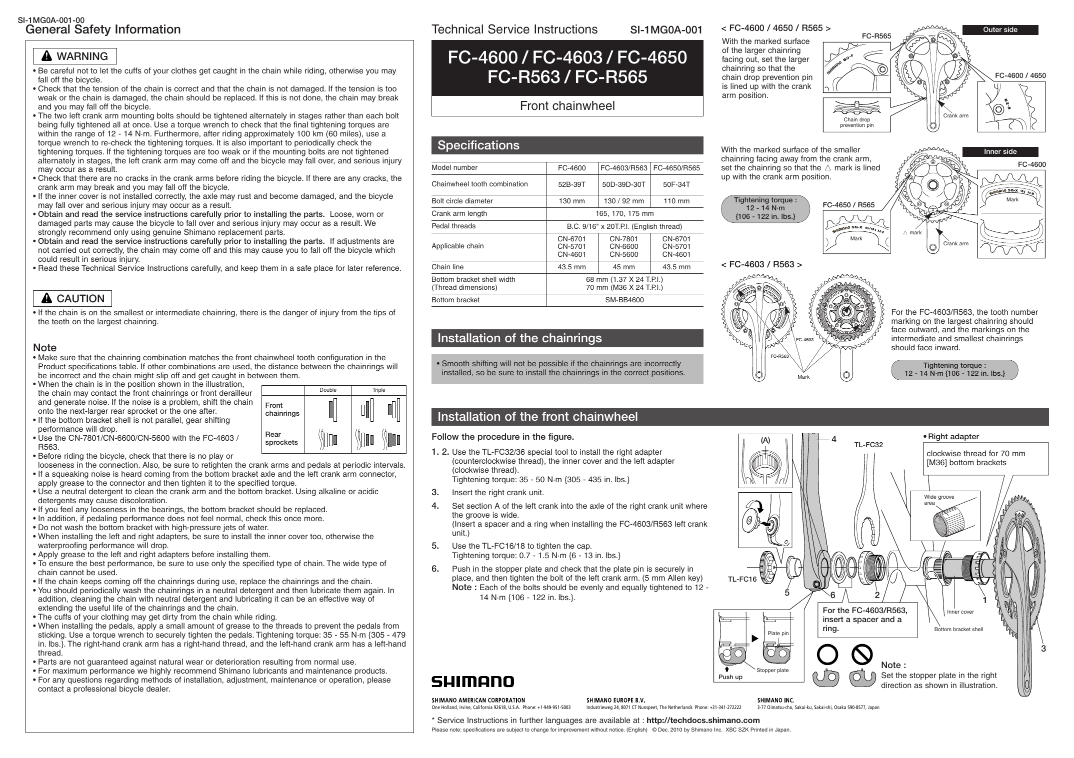 Shimano Fc R565 Crankset Service Instructions Manualzz