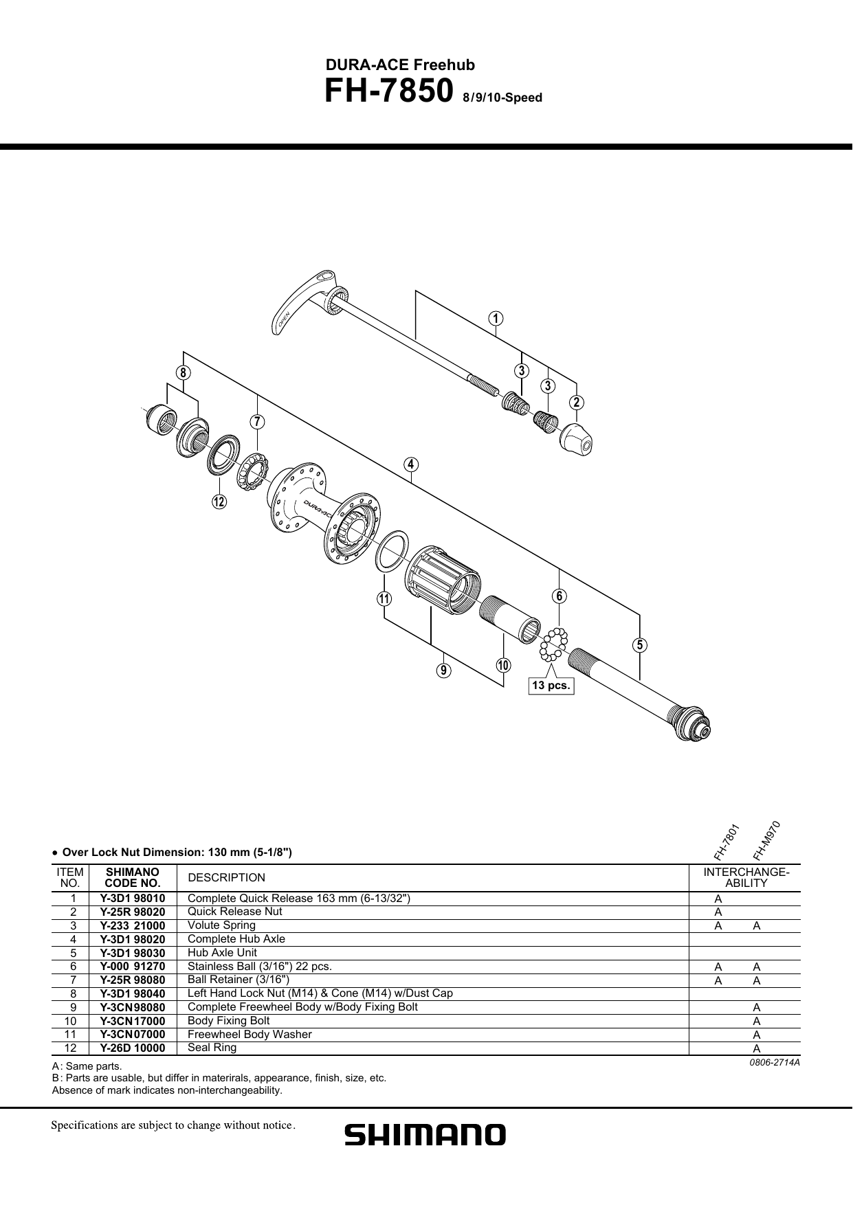 Shimano Fh 7850 User Manual Manualzz