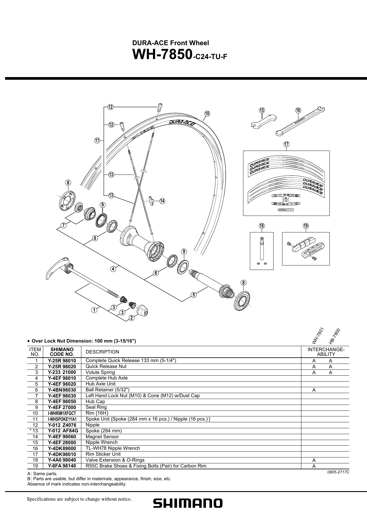 Shimano Wh 7850 C24 User Manual Manualzz