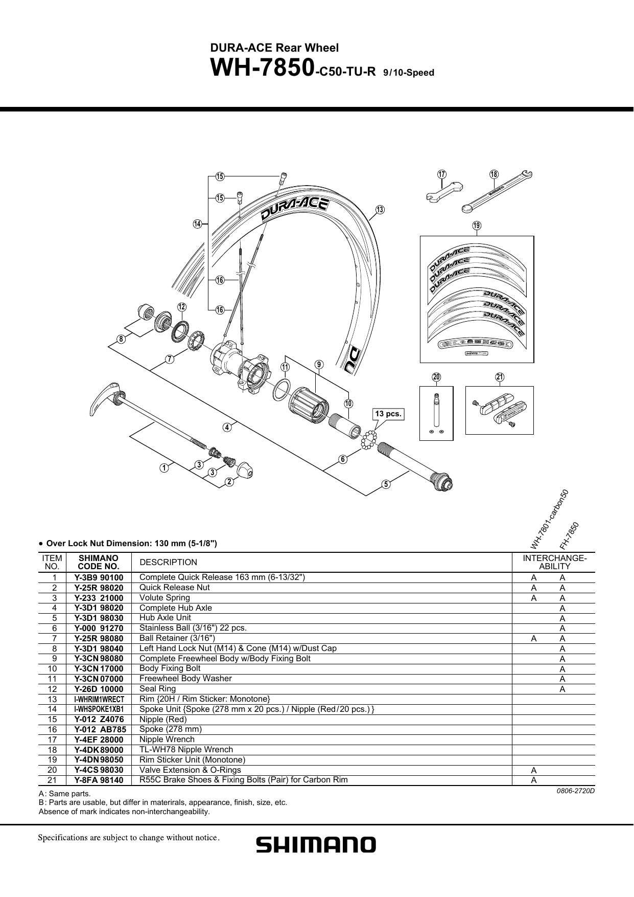 Shimano Wh 7850 C50 User Manual Manualzz