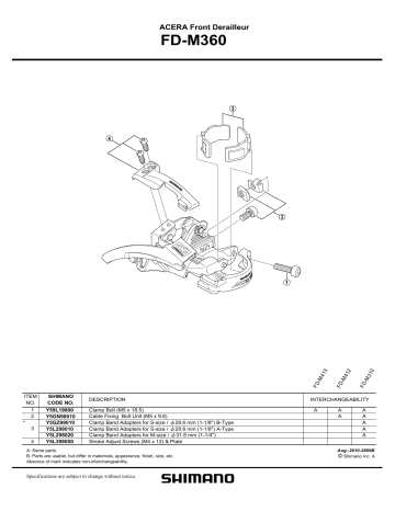 Shimano FD-M360 Pemindah Gigi Depan Exploded View | Manualzz