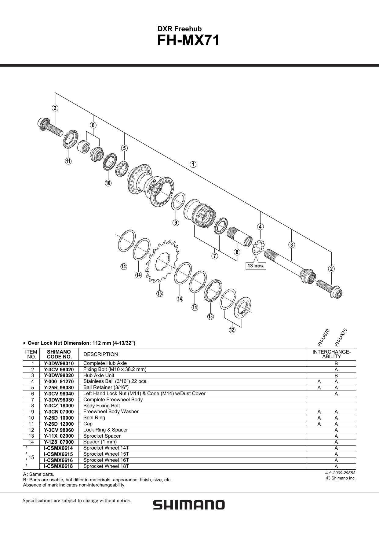 Shimano Fh Mx71 User Manual Manualzz