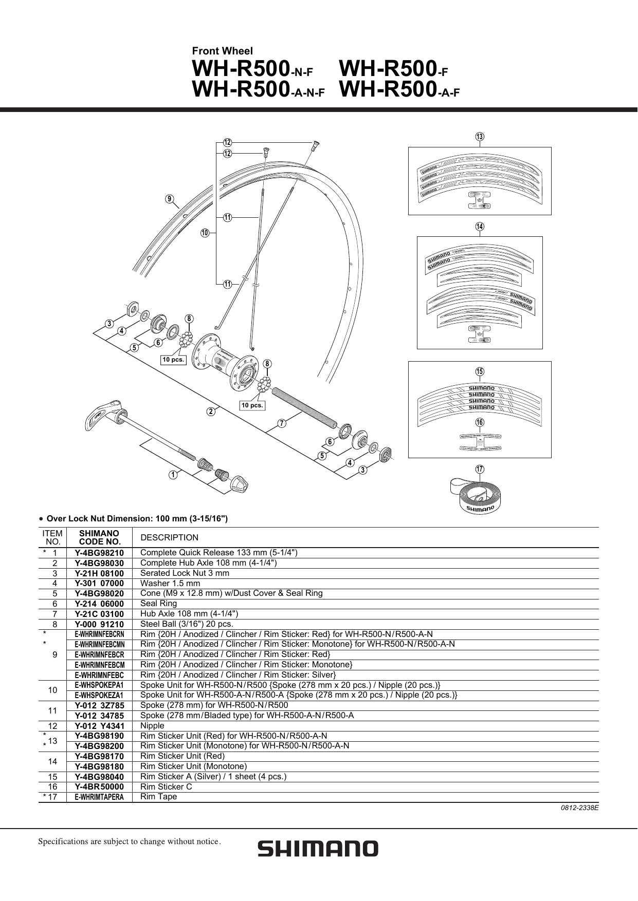 Shimano Wh R500 User Manual Manualzz