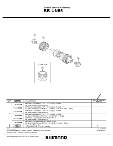 Shimano Un55 Braket Bawah Exploded View Manualzz