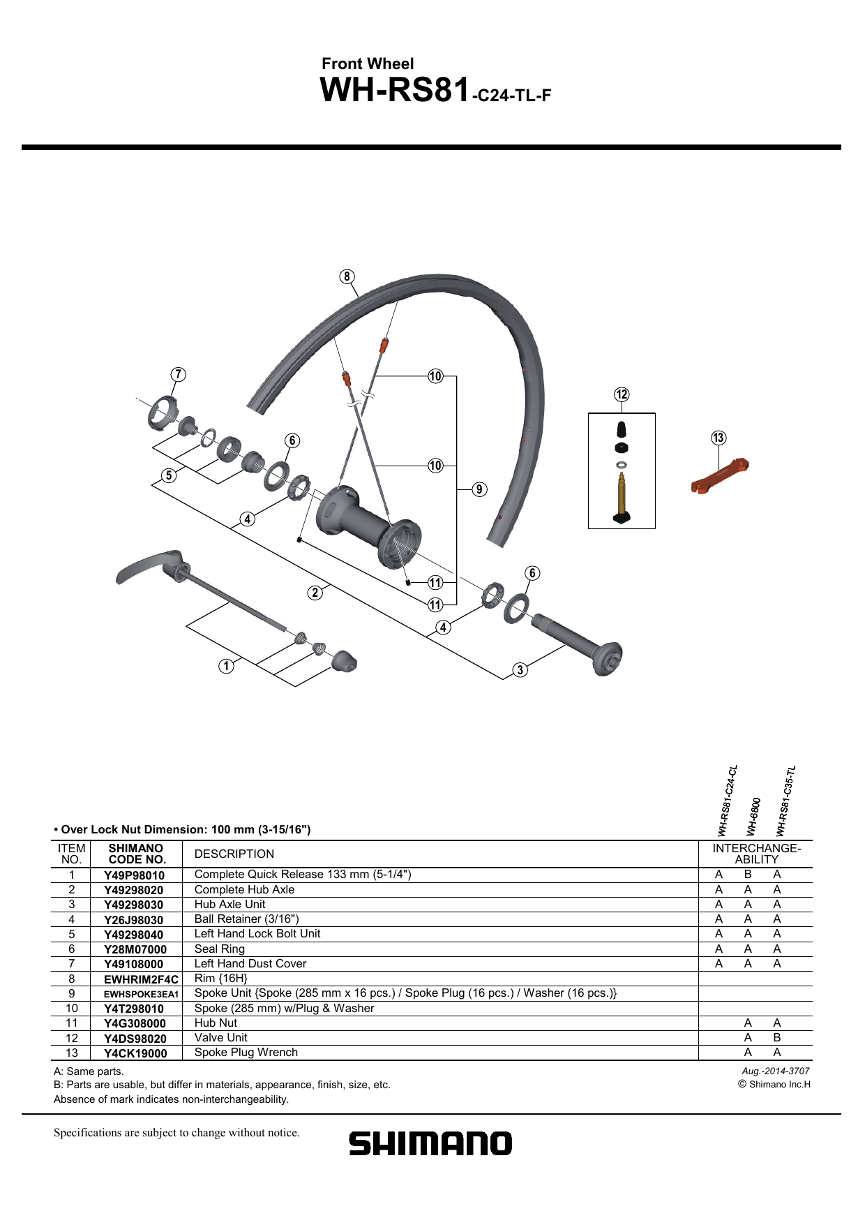 Shimano Wh Rs81 C24 Roda Exploded View Manualzz