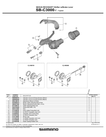 Shimano SB-C3000-7 Tuas Perpindahan/Rem Exploded View | Manualzz