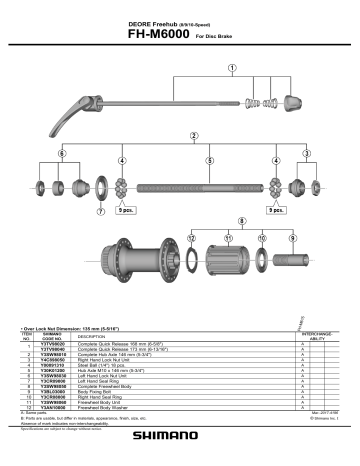 Shimano FH-M6000 Freehub (Rem Cakram) Exploded View | Manualzz