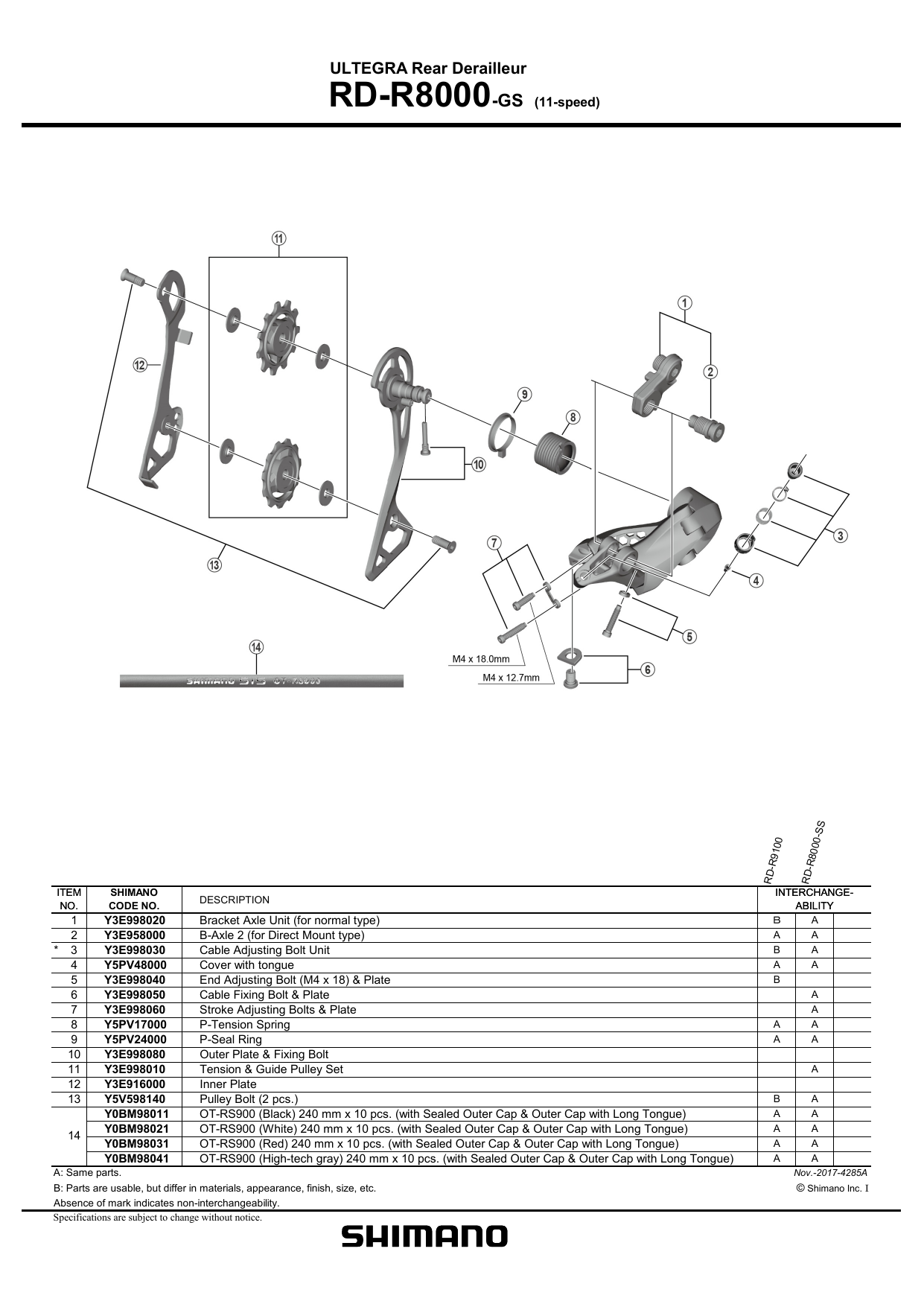 Shimano Rd R8000 Pemindah Gigi Belakang Exploded View Manualzz