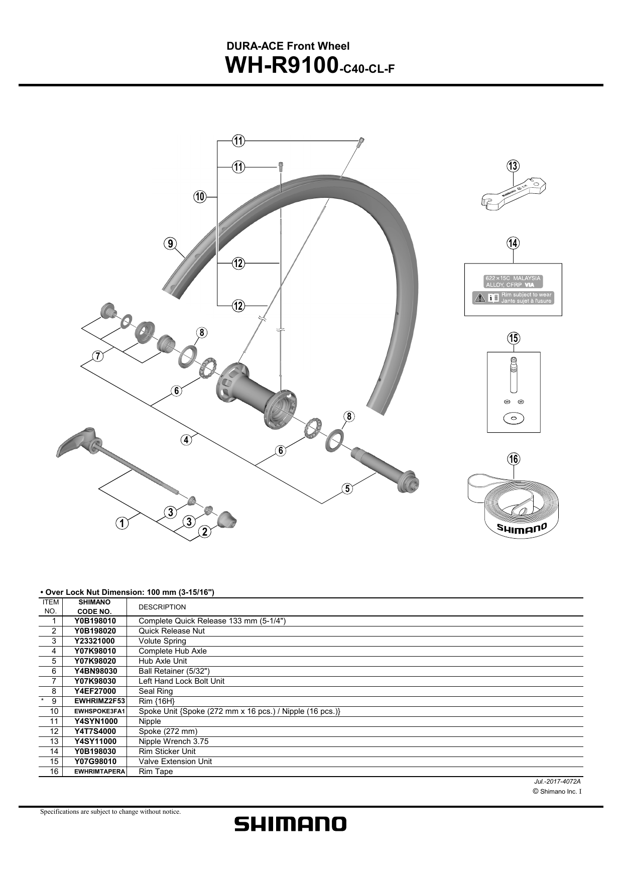 Shimano Wh R9100 C40 Cl User Manual Manualzz