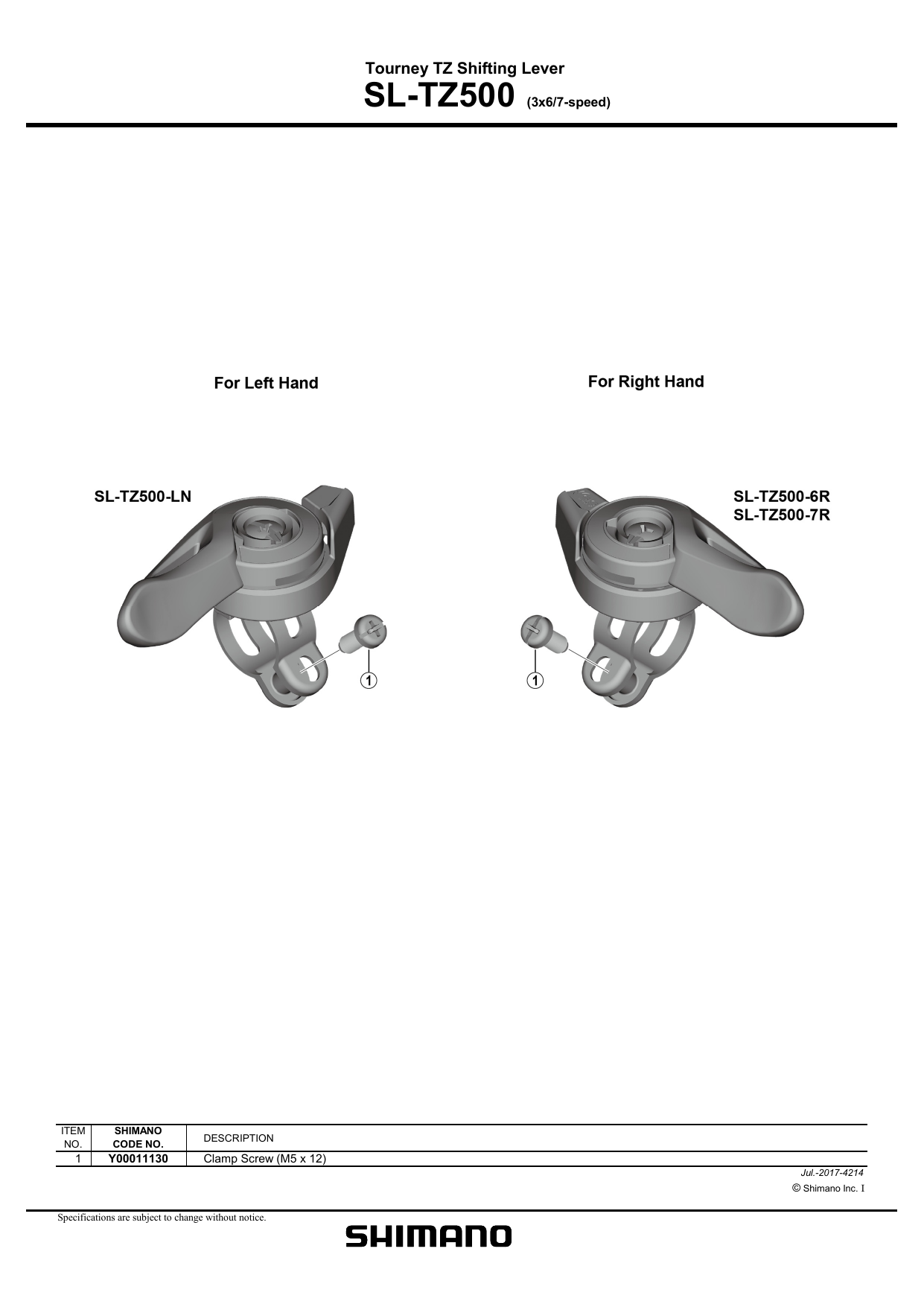 Shimano Sl Tz500 User Manual Manualzz