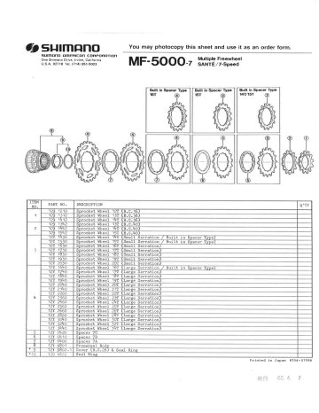 Shimano Mf 5000 User Manual Manualzz