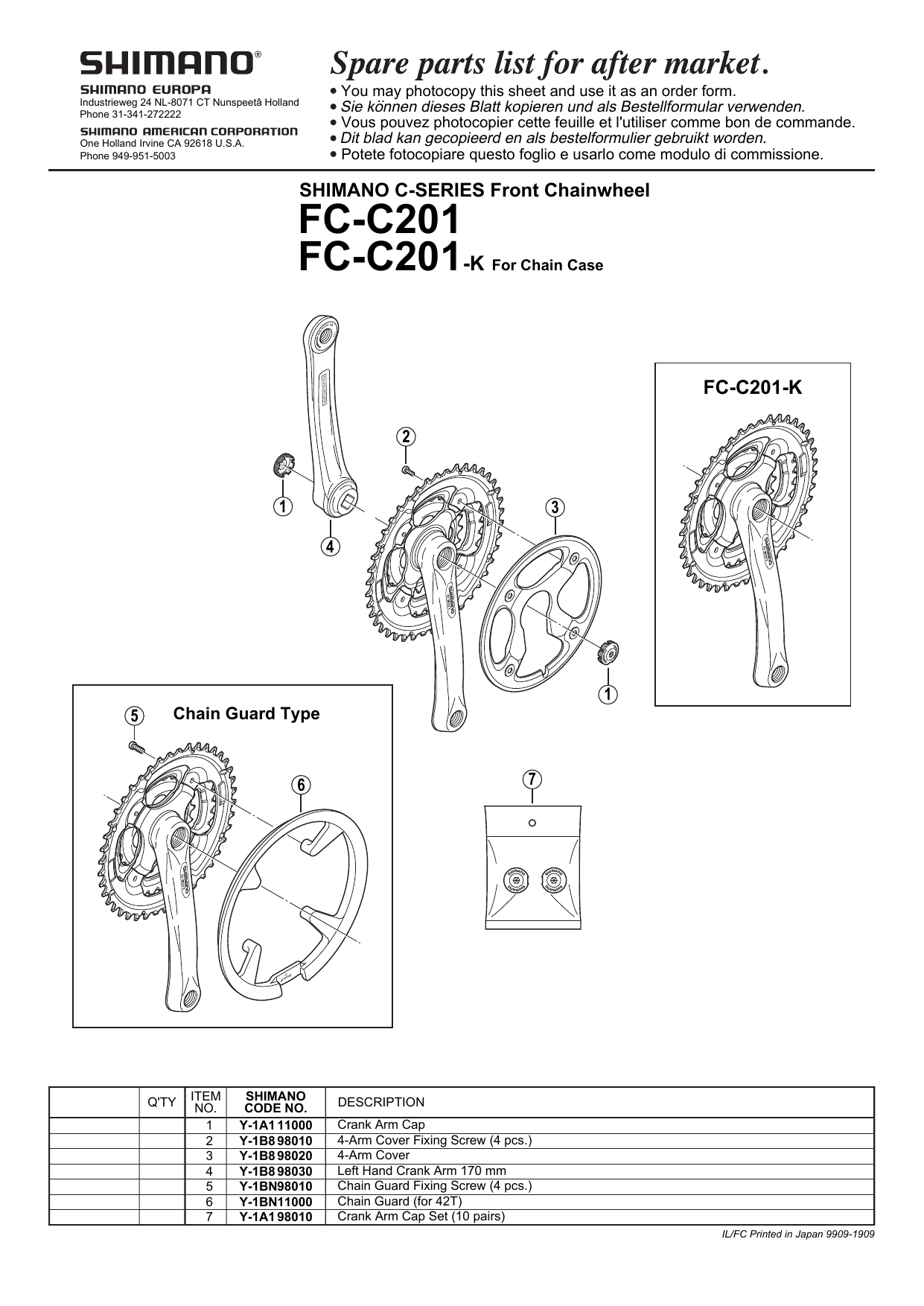 Shimano Fc C1 User Manual Manualzz