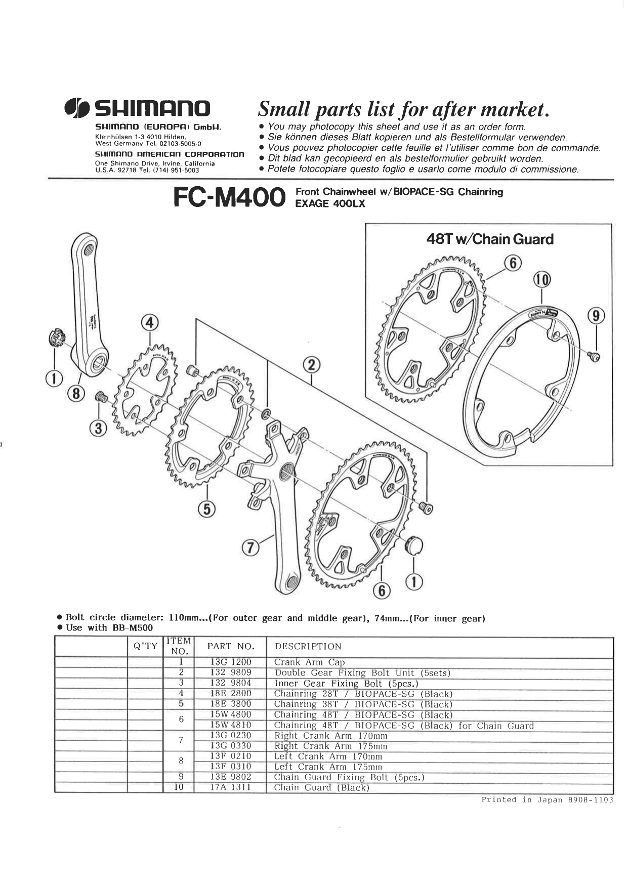 Shimano Fc M400 User Manual Manualzz