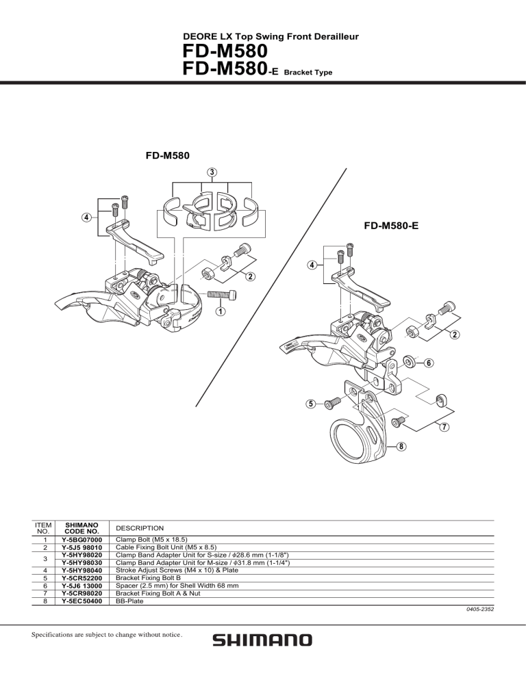 Shimano Fd M580 User Manual Manualzz