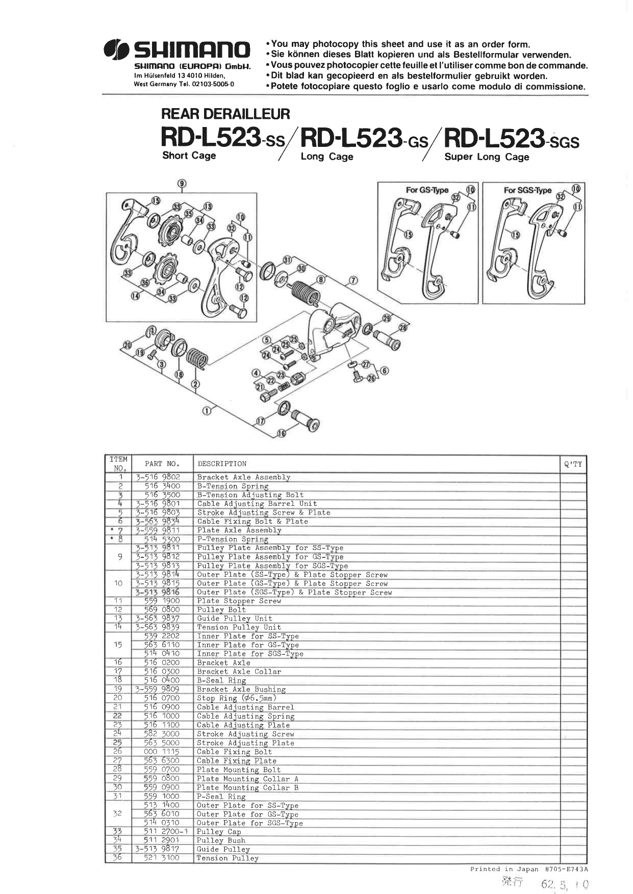 Shimano Rd L523 Pemindah Gigi Belakang Exploded View Manualzz Shimano Rd L523 Pemindah Gigi Belakang Exploded View Manualzz