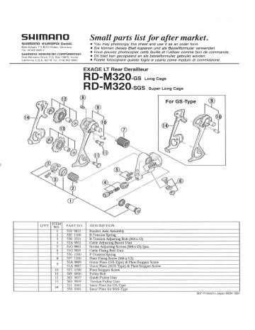 Shimano RD-M320 Pemindah Gigi Belakang Exploded View | Manualzz