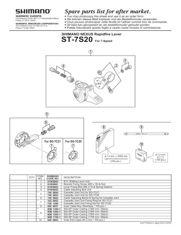 Shimano ST-7S20 Tuas Pemindah Exploded 