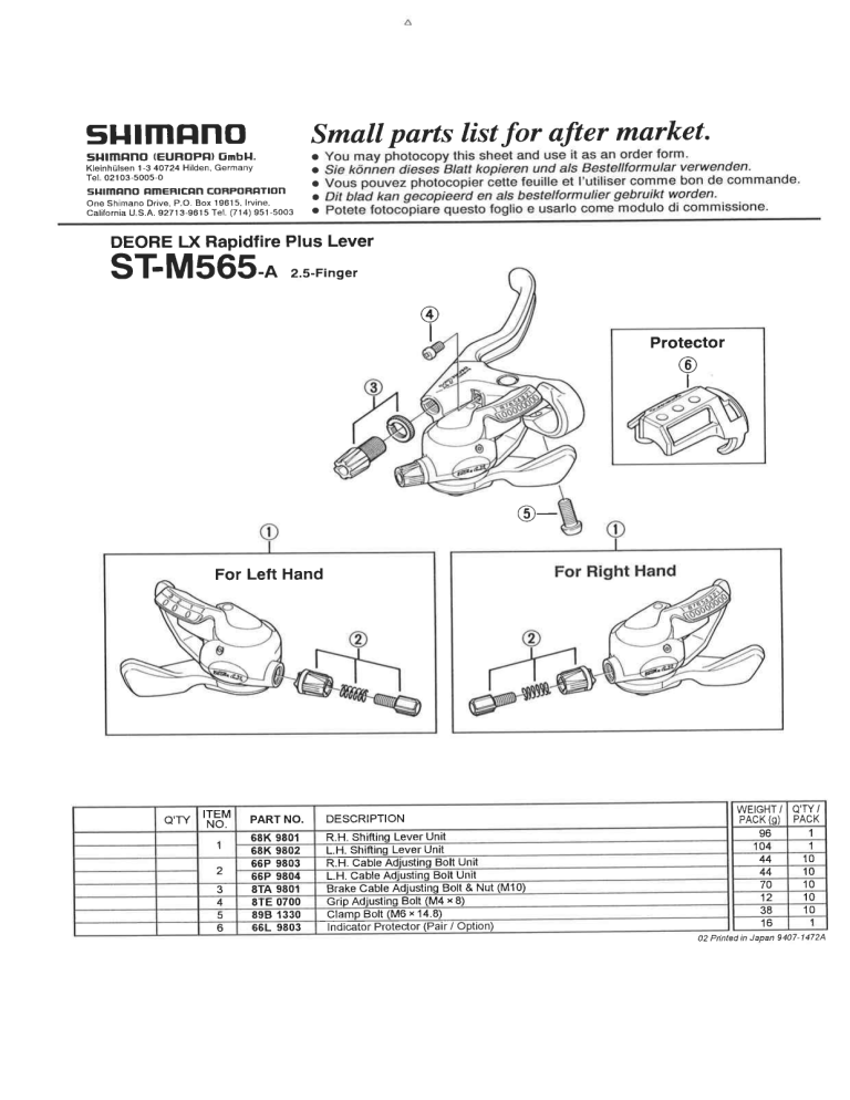 Shimano St M565 A User Manual Manualzz