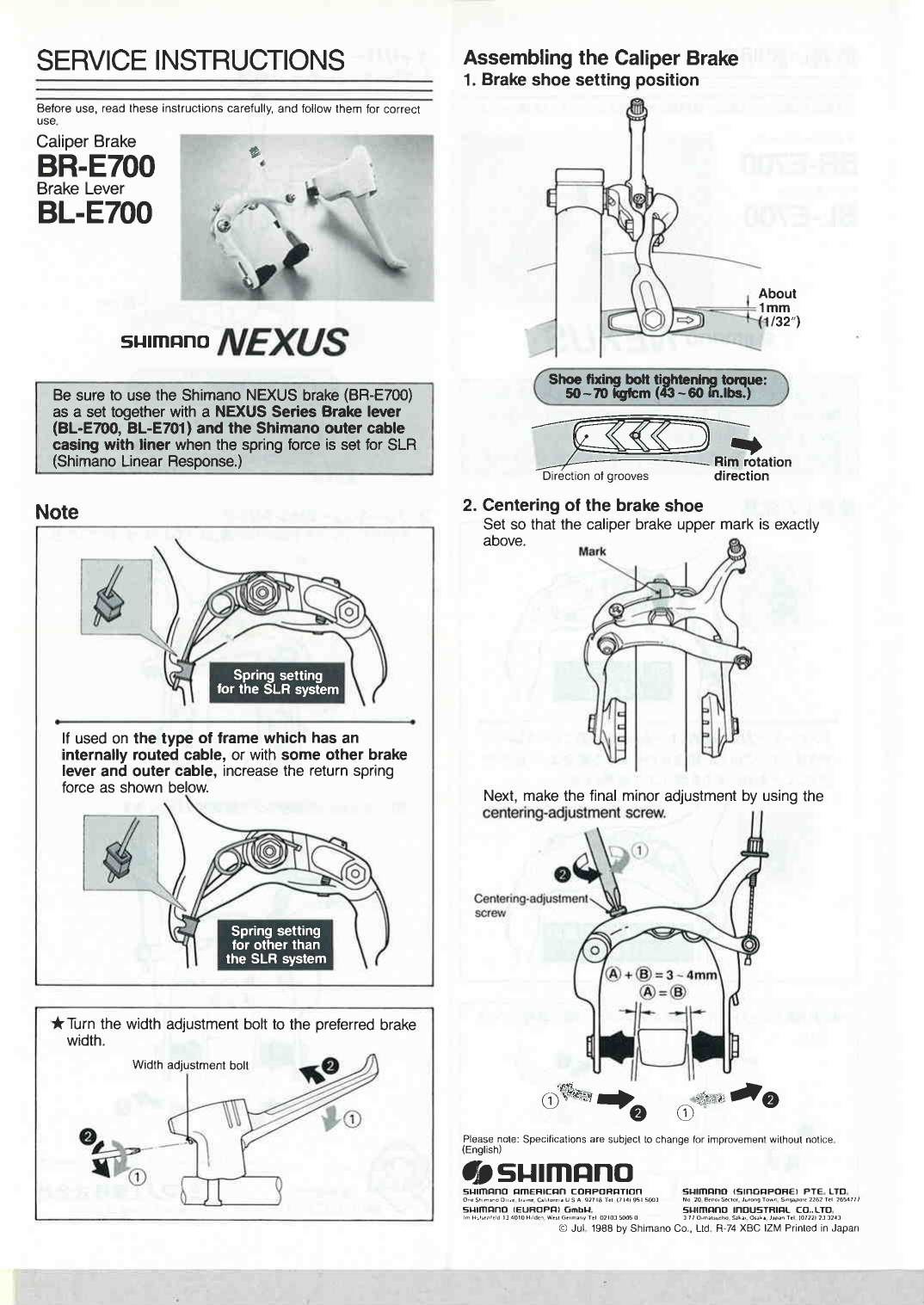 Shimano - Service Instructions Nexus RD-E700 Rear Derailleur scan 2