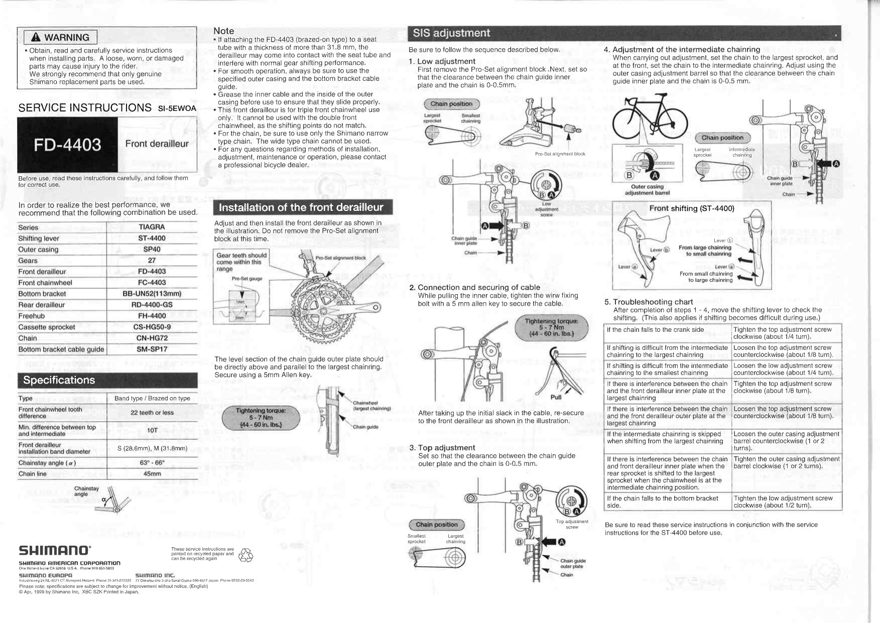 Shimano st 4400 manual new arrivals