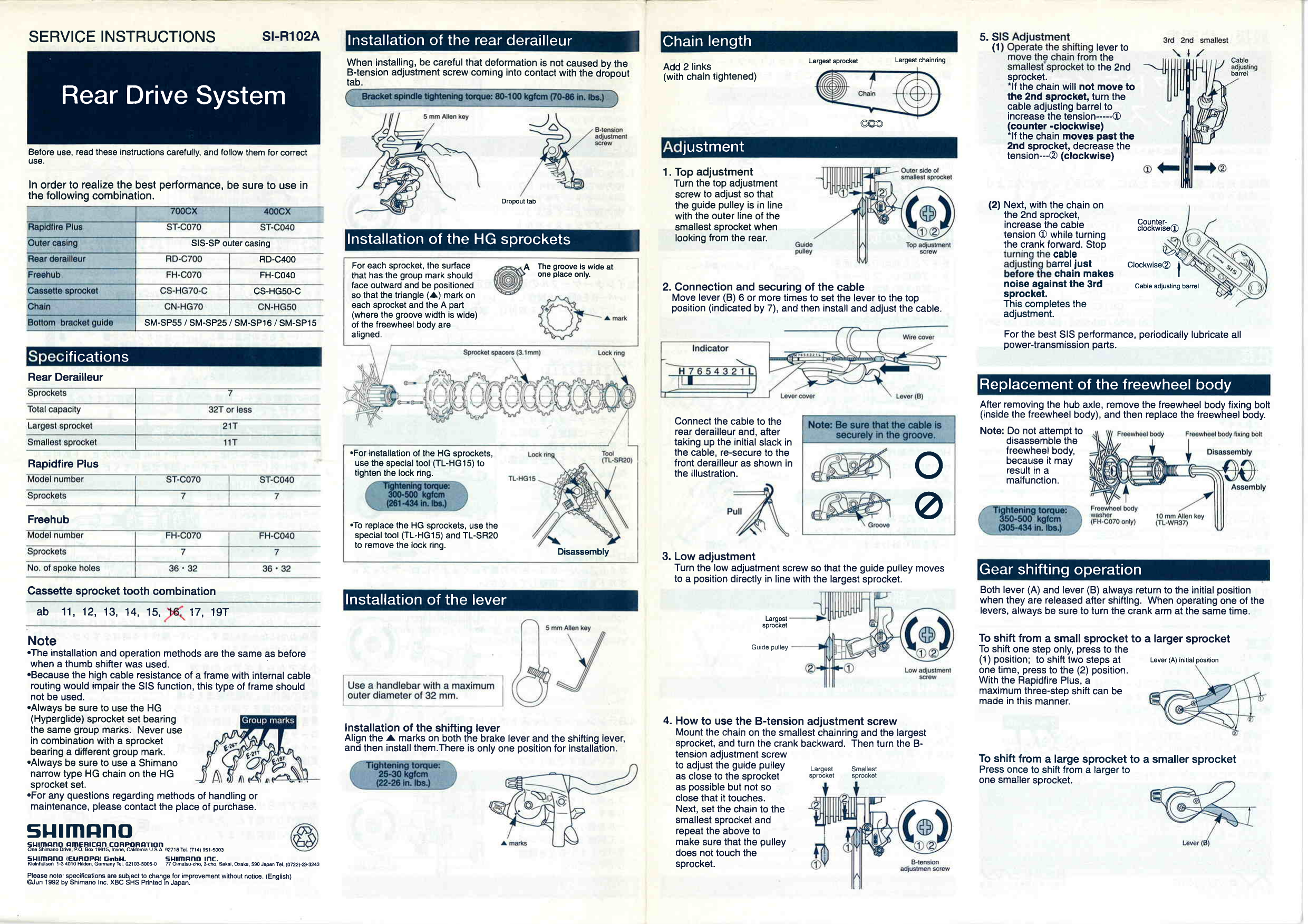 Shimano St C070 St C040 Fh C040 Rd C700 Fh C070 Rd C400 User Manual Manualzz