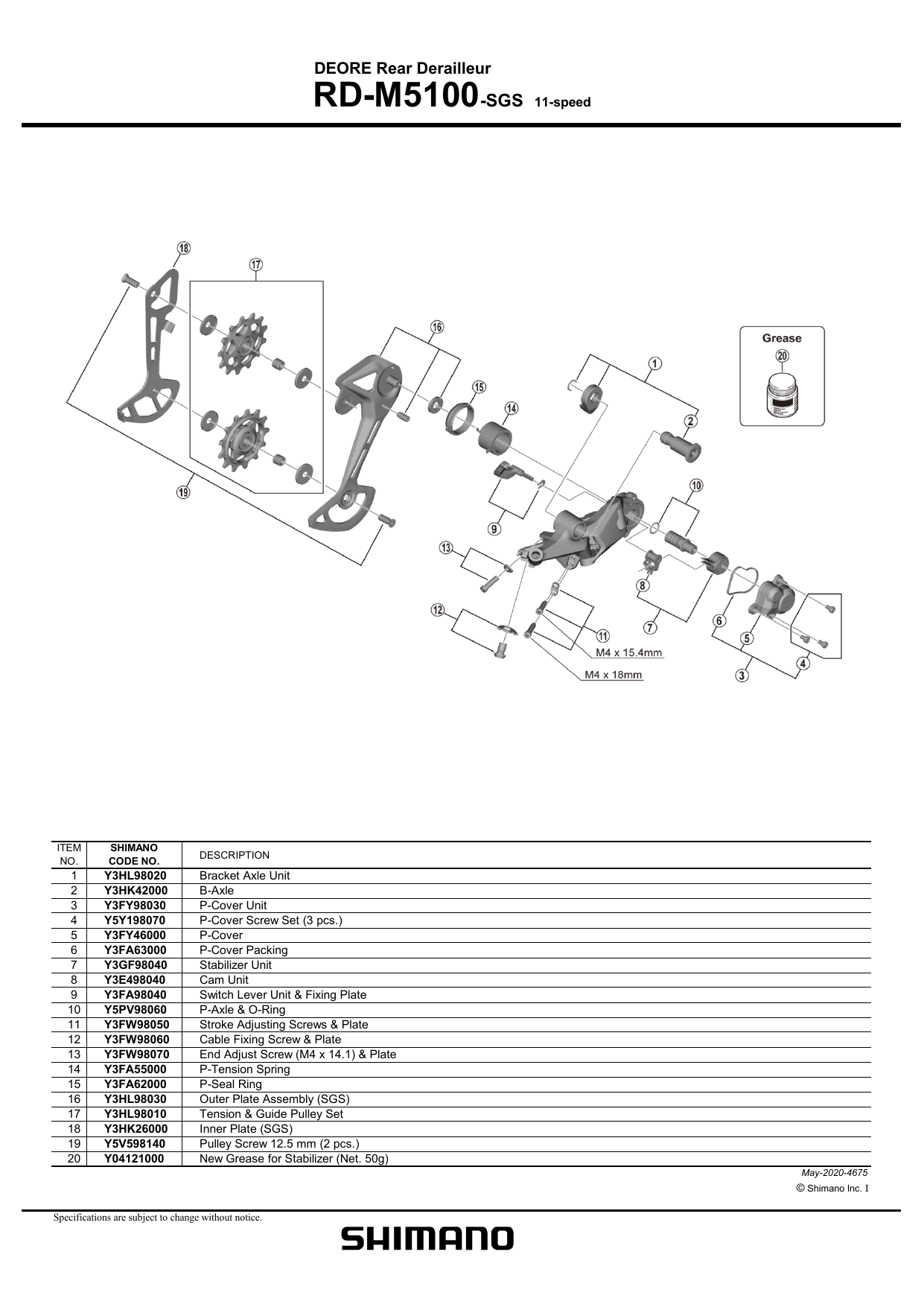 Shimano RD-M5100 Pemindah Gigi Belakang 