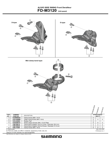 Shimano FD-M3120 Pemindah Gigi Depan Exploded View | Manualzz