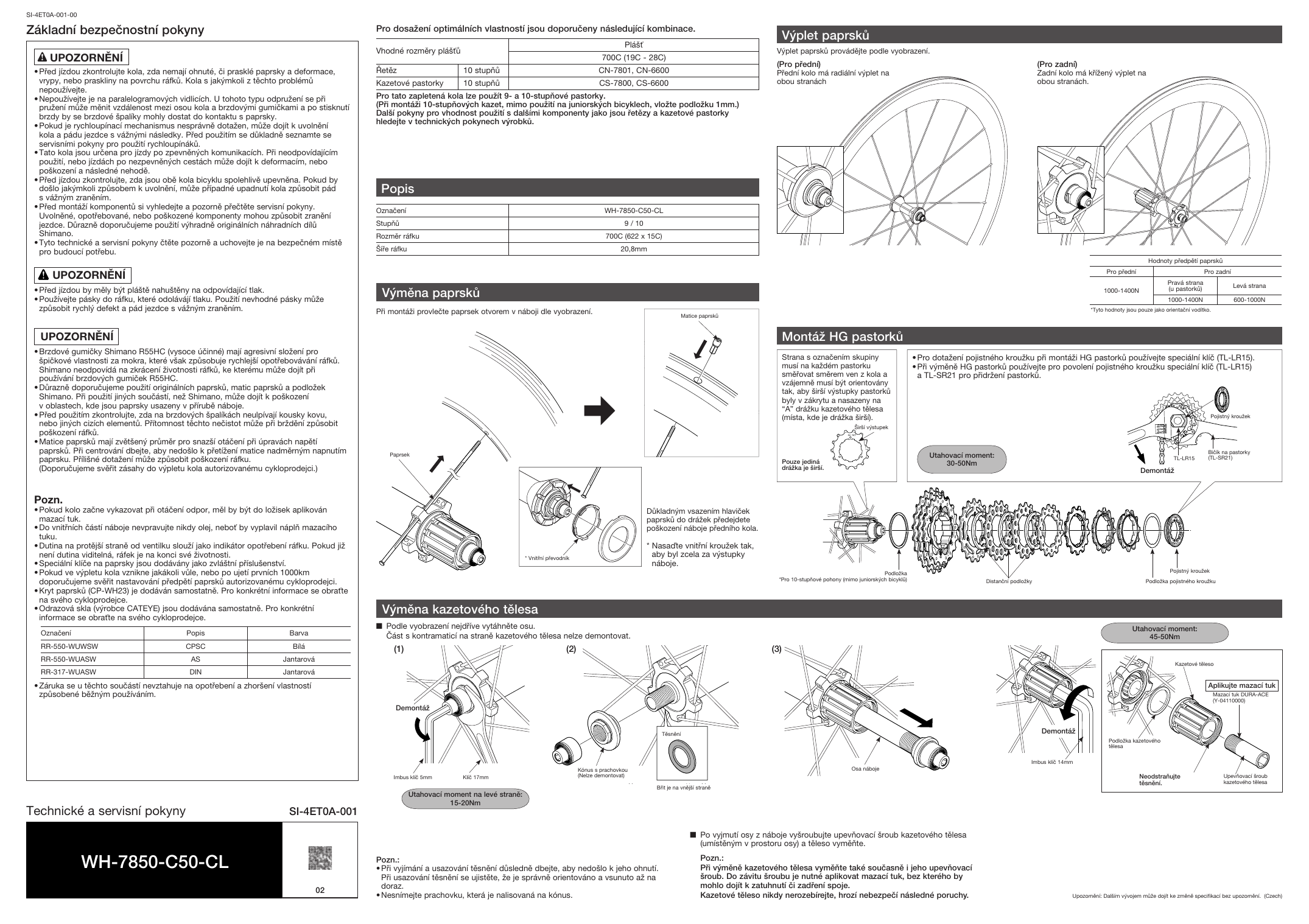Shimano Wh 7850 C50 User Manual Manualzz