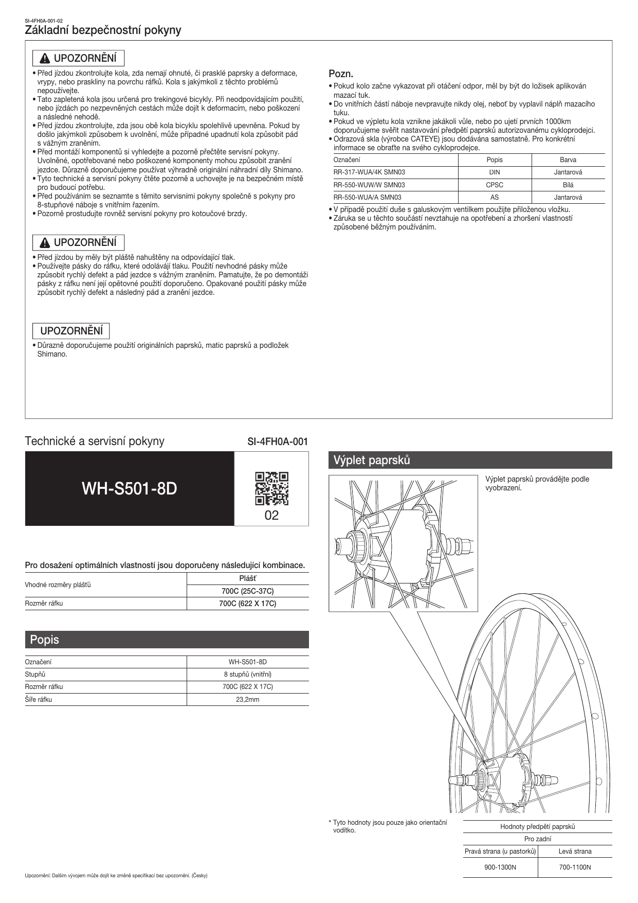Shimano WH-S501-8D User manual | Manualzz