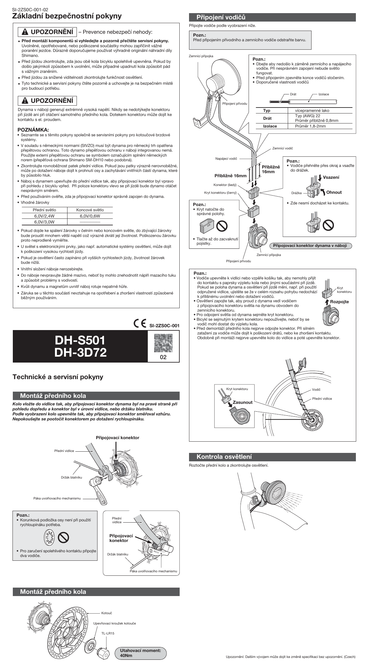 Shimano DH-3D72, DH-S501 User manual | Manualzz