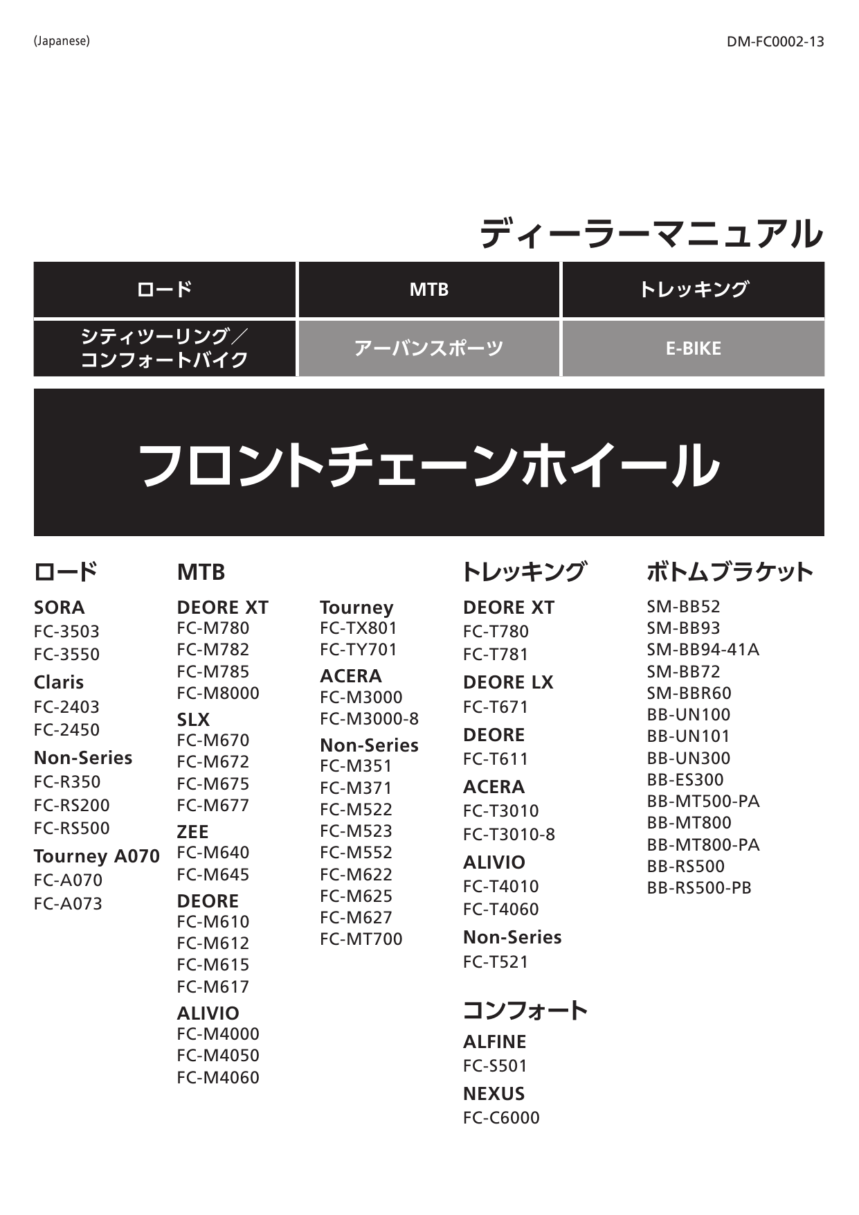 Shimano FC-T671 クランクセット ユーザーマニュアル  Manualzz