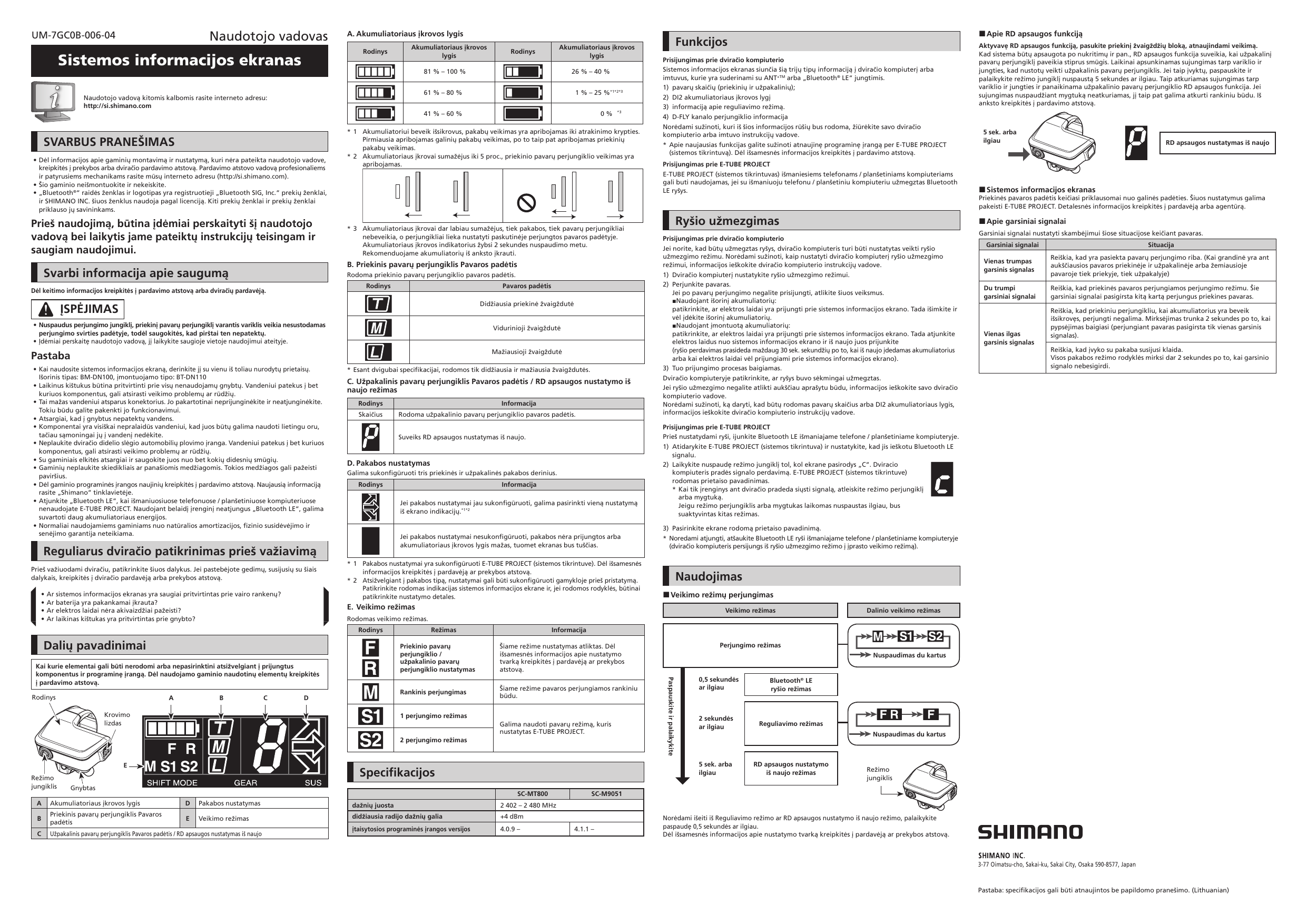 Shimano SC-M9051, SC-MT800 User manual | Manualzz