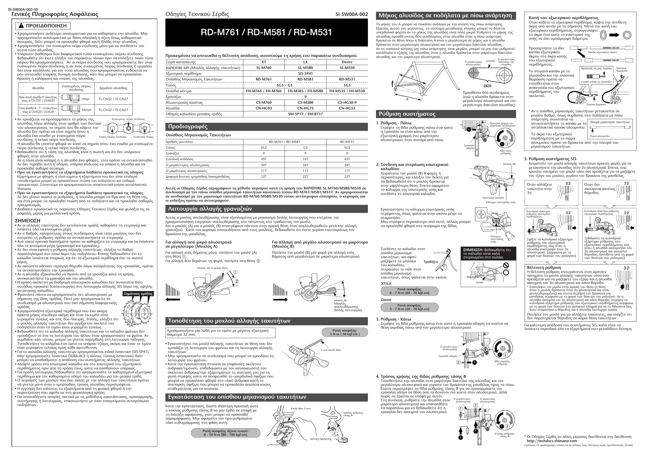Shimano RDM761, RDM581, RDM531 User manual Manualzz